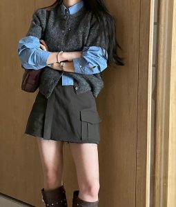 (season sale)下擺不修邊質感褲裙 - Image 6