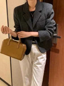 (season sale)55%羊毛質感紋路西裝外套 - Image 9