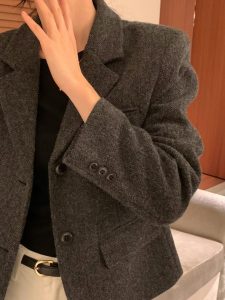 (season sale)55%羊毛質感紋路西裝外套 - Image 13
