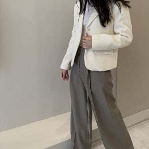 (season sale)55%羊毛質感紋路西裝外套 - Image 5