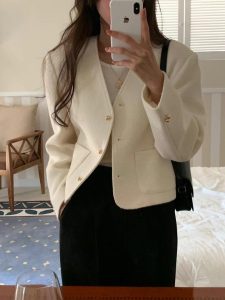 (season sale)30%羊毛質感無領西外 - Image 2