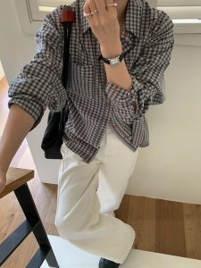青春洋溢格子質感襯衫 - Image 9