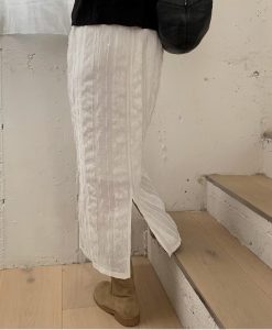 高質感蕾絲嫘縈面料後開叉腰鬆緊長裙 - Image 8