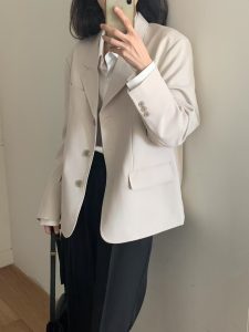 春夏百搭剪裁後開叉西裝外套 - Image 3