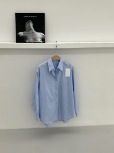 棉質隱藏釦條紋質感襯衫 - Image 9