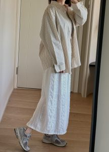 棉質隱藏釦條紋質感襯衫 - Image 6