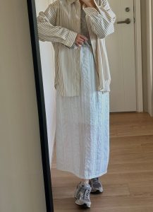 棉質隱藏釦條紋質感襯衫 - Image 8