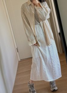 棉質隱藏釦條紋質感襯衫 - Image 4