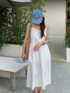 細肩帶渡假感質感長洋裝 - Image 8