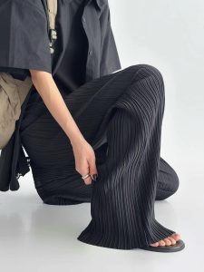 夏天腰鬆緊顯瘦皺皺褲 - Image 5