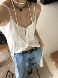 細肩長版單排扣罩衫 - Image 4