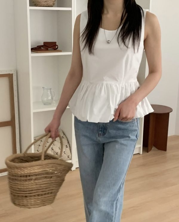 立體下擺可愛圓領背心