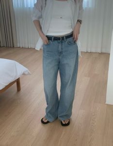 四季簡約刷色質感牛仔寬褲 - Image 8