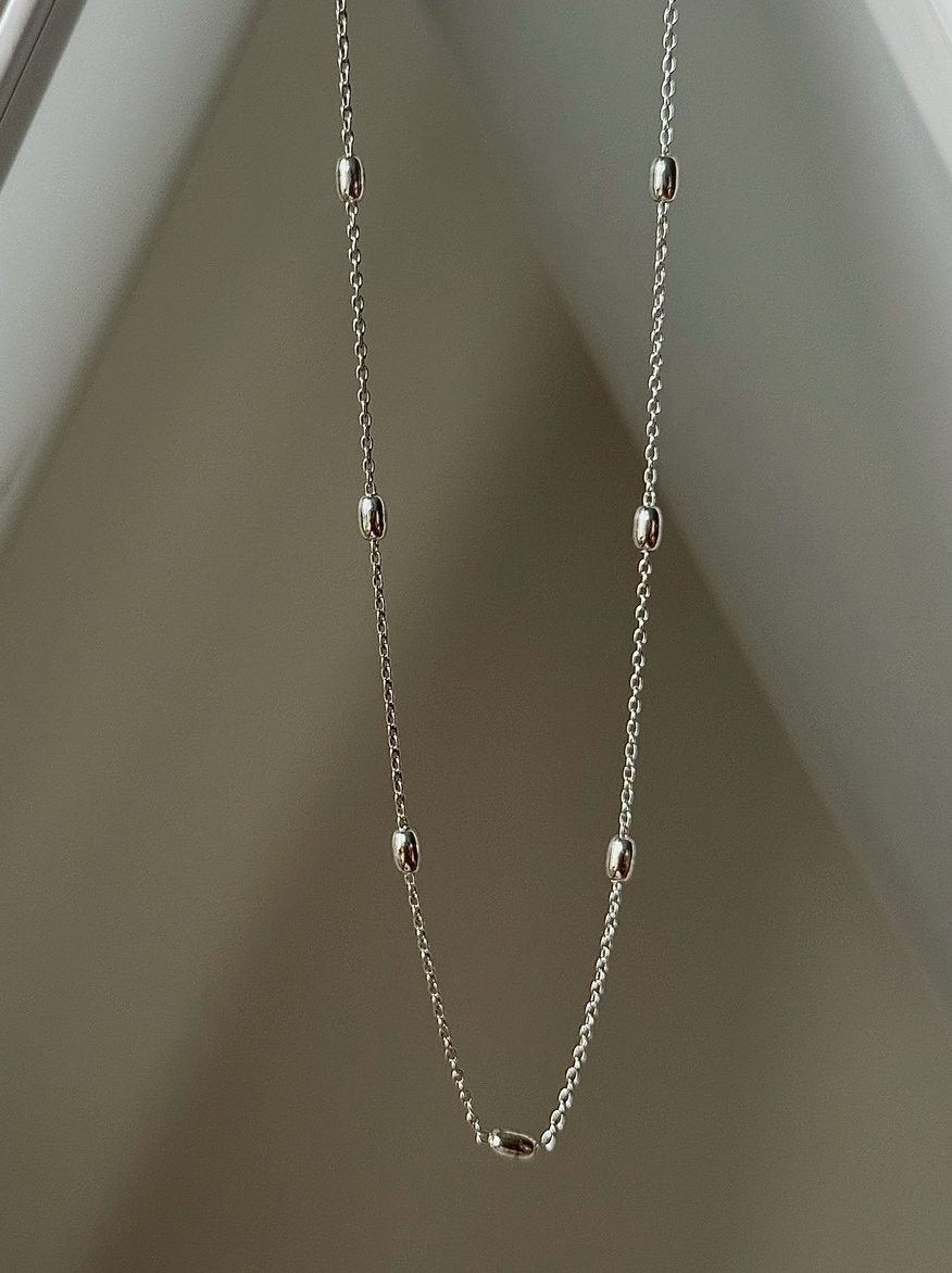 金屬珠子隨性925Silver項鍊 - Image 4